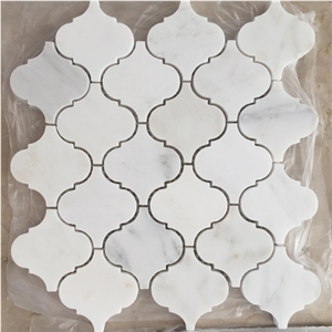 Bianco Carrara White Marble Floor Mosaic Lantern Pattern Tiles