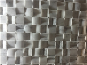 Bianco Carrara White Marble Honed 3d Mosaic Wall Tiles Decoration