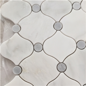Bianco Carrara White Marble Polishing Arabesque Pattern Mosaic Tiles