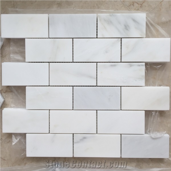 Carrara White Marble Color Rectangle Square Wall Mosaic Tiles Art