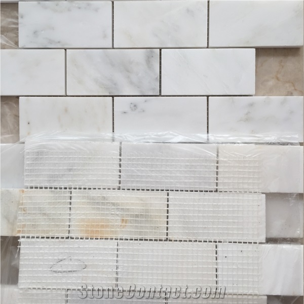 Carrara White Marble Color Rectangle Square Wall Mosaic Tiles Art