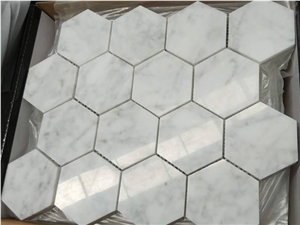 Carrara White,Volakas White,Calacatta White Marble Hexagon Mosaic Tile