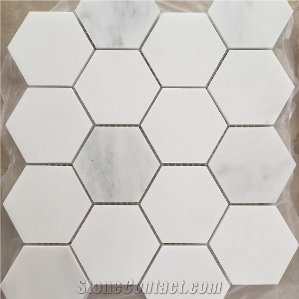 High Quality Carrara White Marble Hexagon Mosaic Floor Tiles