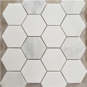 High Quality Carrara White Marble Hexagon Mosaic Floor Tiles