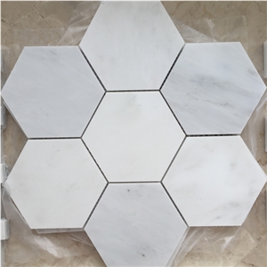 High Quality White Marble Stone Hexagon Mosaic Floor Tiles Kitchen