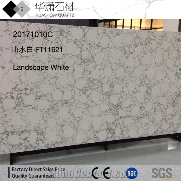 Kitchen and Bathroom Building Materials Landscape White Quartz Slabs