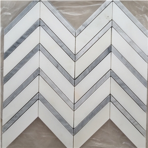 White with Grey Strip Marble Mosaic Decorative Tiles