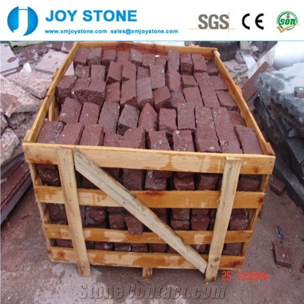 Cheap Prices Dayang Red Porphyry Granite Flamed Mesh Cobblestone Paver