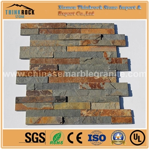 China Popular Rusty Yellow Mixed Grey Ledge Stone Wall Cladding
