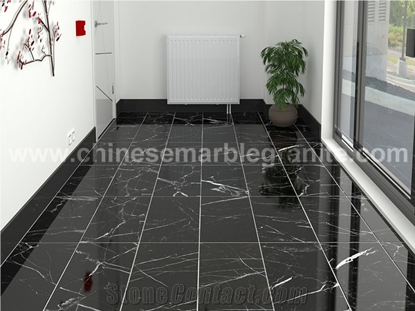 White Veins Nero Mrquin Black Marble White Marble Floor Tile from China