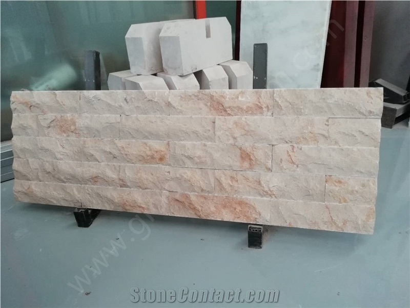 Tippy Beige Limestone Mushroom Stone, Beige Marble Mushroom Wall Cladding