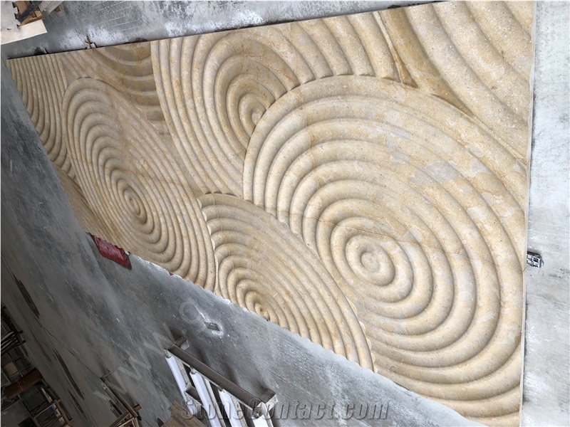 Tippy Beige Limestone Walling Tiles,Cnc Wall Panel