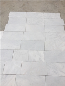 Sandblasted Cut to to Sized Mugla White Marble Tiles