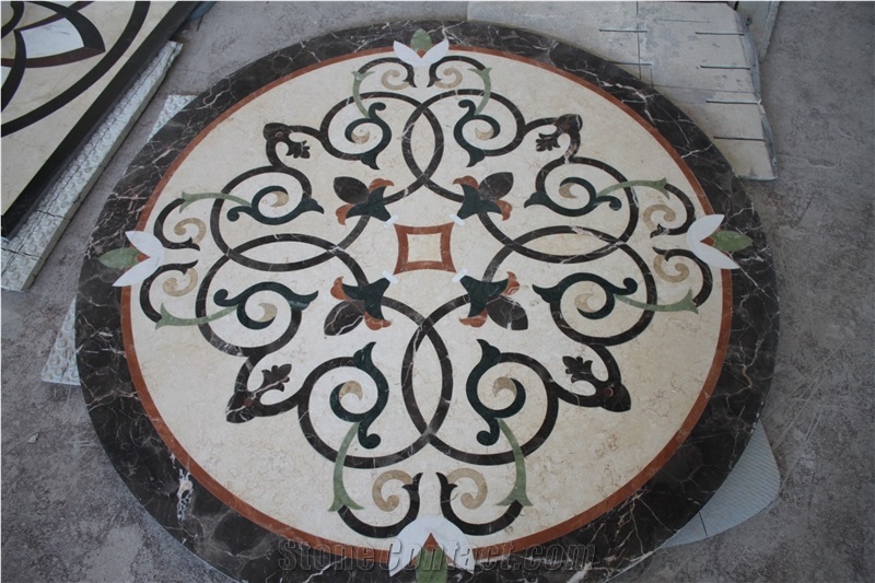China Home Decoration Marble Round Medallions,Marble Carpet Waterjet