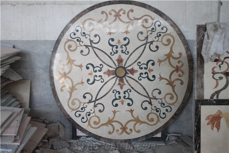 China Home Decoration Marble Round Medallions,Marble Carpet Waterjet