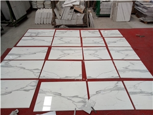 High Polished Statuario Venato White Marble Composite Flooring Tiles