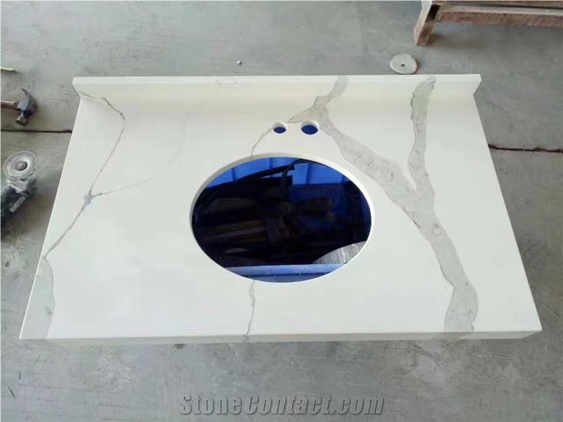 Hot Sale Calacatta White Quartz Bathroom Vanity Tops,Quartz Countertop