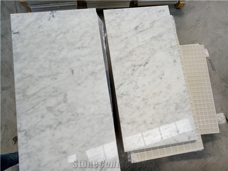 Hot Sale Laminated White Marble,Bianco Carrara White Composite Tiles