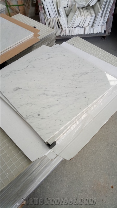 Hot Sale Laminated White Marble,Bianco Carrara White Composite Tiles