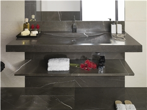 Nero Di Ormea Marble Rectangular Drop-In Bathroom Sink