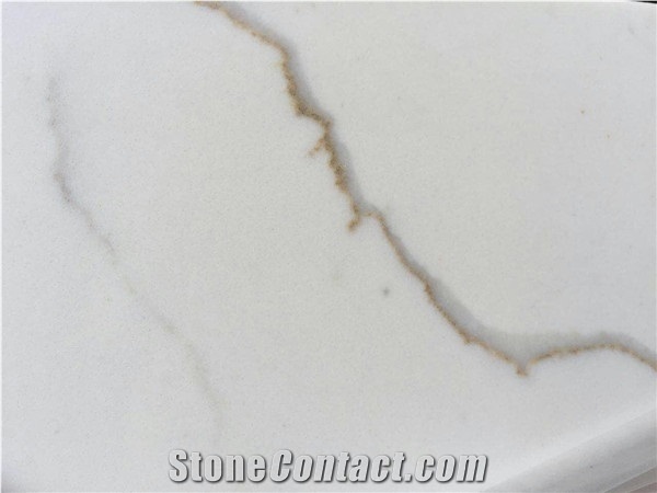 Artificial White Calacatta Gold Quartz Marble Vein Quartz Slab