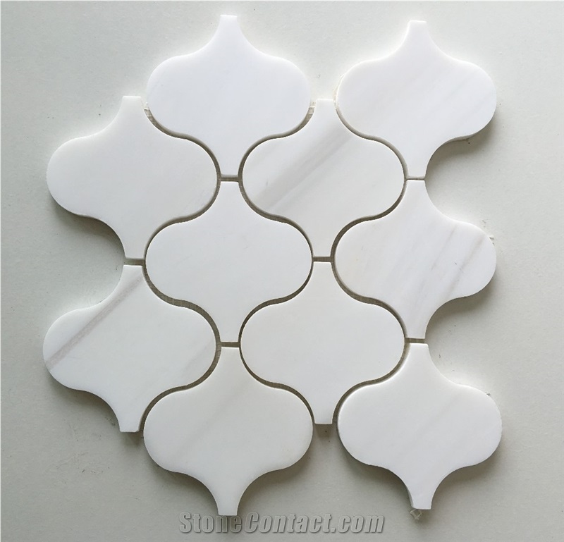 Bianco Carrara White Arabesque Lantern Marble Mosaic Tiles