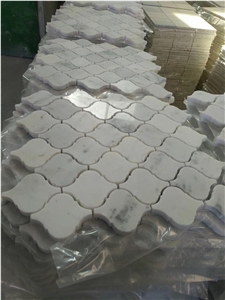 Carrara Fish Scale Fan Shape White Marble Mosaic Tile for Floor / Wall