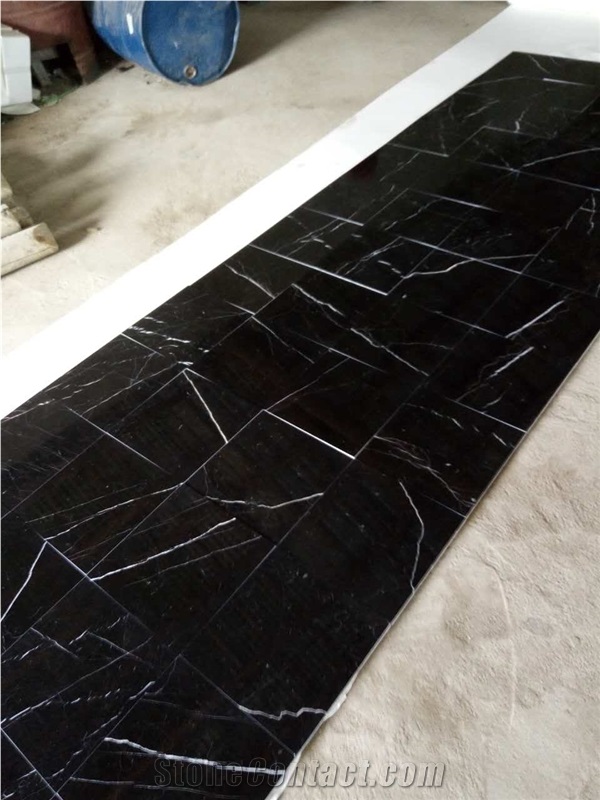 China Black and White Nero Marquina Marmor 24x24 10mm Marble Tiles