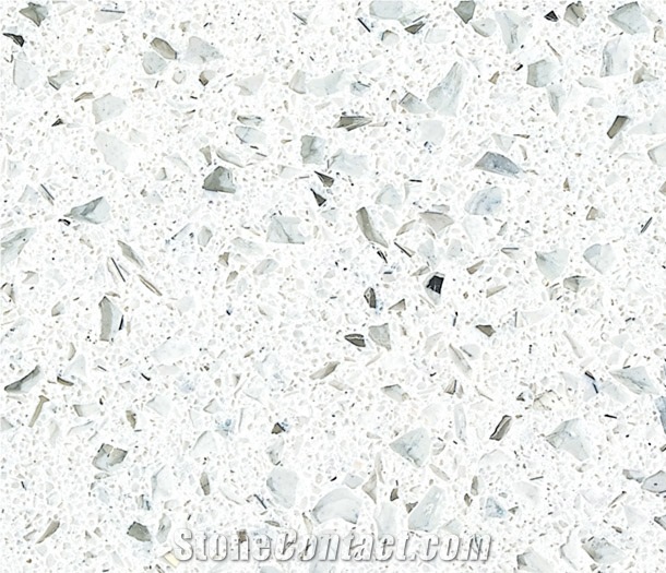 Crystal Pearl Galaxy Sparking White Artificial Quartz Stone Slabs