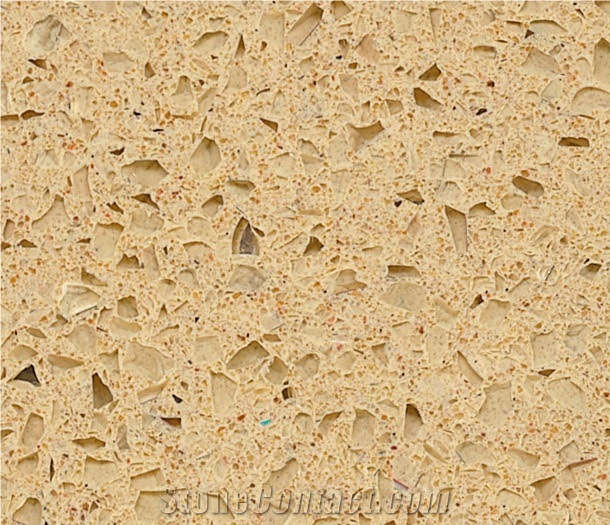 Engineered Polyester Resin Artificial Golden Sand Beige Quartz Stone