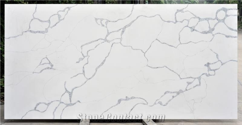 Fake Marble Calacatta Nuvo White Quartz Stone Slabs