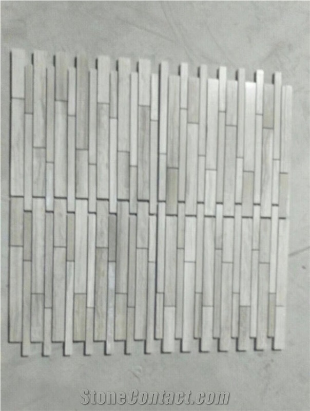 Grey Marble Mosaic Chipped Linear Strips Mosaic Tile for Wall/Floor