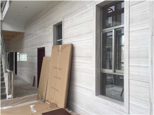 Guizhou White Serpeggiante Wood Line Wooden Vein Grey White Marble Tile