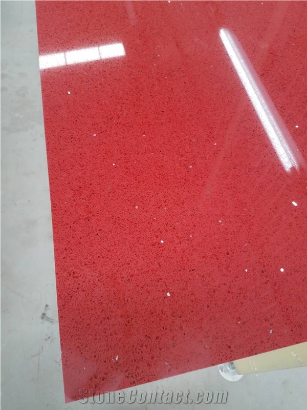 Man Made Crystal Dark Red Mirror Fleck Sparkle Red Quartz Stone