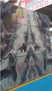 New China Natural Stone Fantaxy Landscape Green Bookmatch Marble Slabs