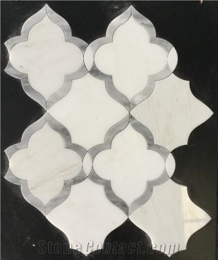 Oriental White Carrara White Marble Mosaic Art