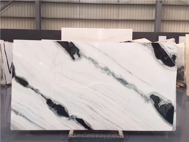 Polished Panda White Marble Big Slab for Floor / Wall Tiles