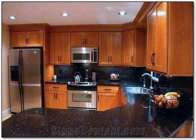 Warangal Golden Black Galaxy Granite Kitchen Island Countertops