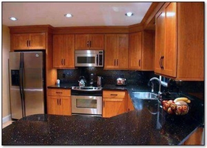 Warangal Golden Black Galaxy Granite Kitchen Island Countertops