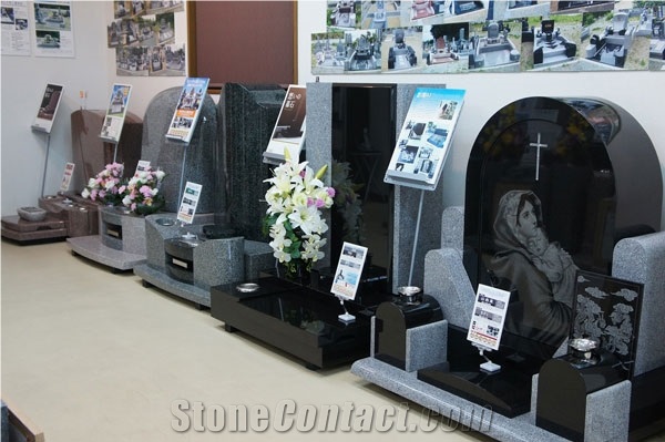 Aoki Black Granite Japanese Style Gravestones, Tombstones