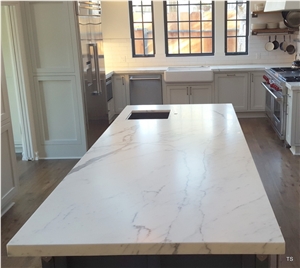 Carrara Marble in Residential Kitchen Protected with Tuffskin Satin