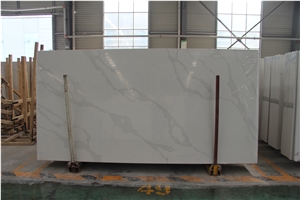 Calacatta White Quartz Stone Slabs for Countertop