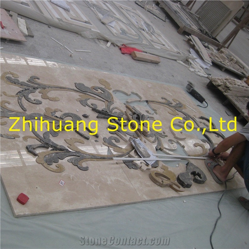 Bird Design Pure White Marble Waterjet Medallions for Background