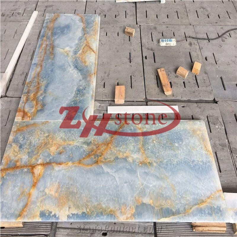 Blue Jade Onyx Slab Cut to Size for Wall&Tile Covering