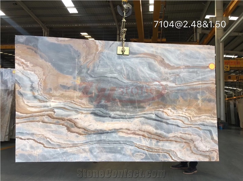 China Brown Wooden ,Roma Impression Marble Slab
