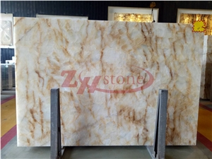 Luxuria Marble Yellow Flower Ice Jade Slabs for Building Material