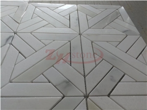 Square Carrara White Marble Mosaic Design
