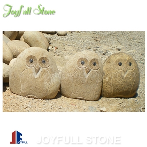 Natural River Stone Owls, Cobble Stone Owls