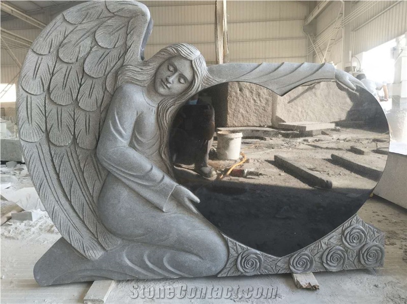 Beautiful Angel with Heart Gravestone/Tombstone