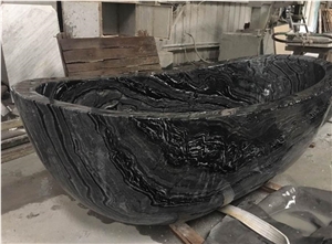 Classic Bathtub Ancient Wooden Black Marble for Sale